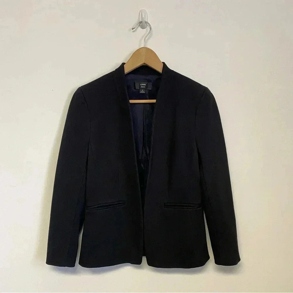 J. Crew 365 Black Stretch Twill Open Front Going Out Blazer Sz 4 - Picture 2 of 12